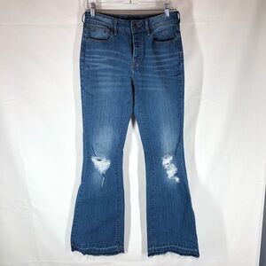 P.S. Erin Wasson Women's Distressed Wide Flare Leg Blue Jeans Size 27